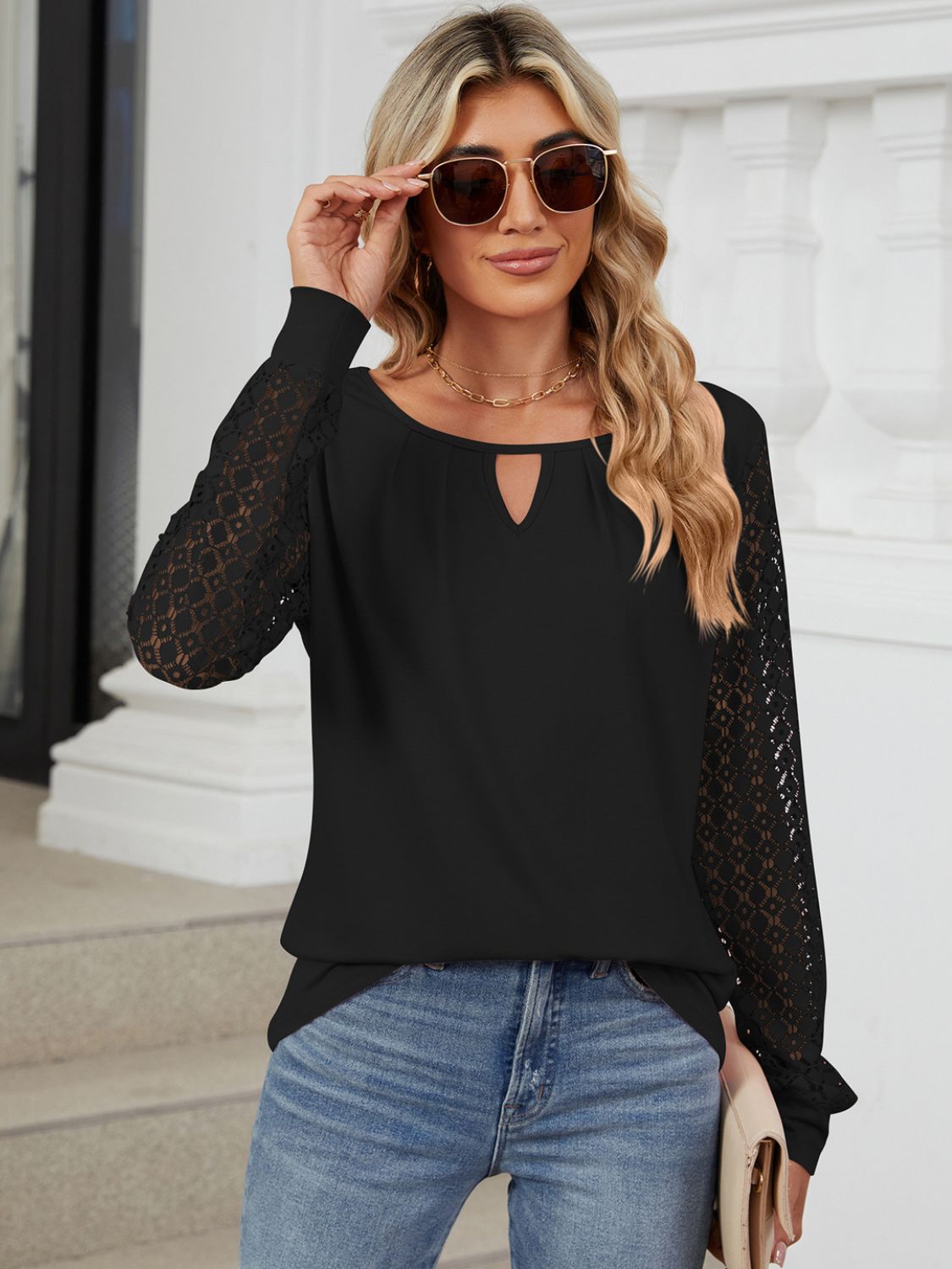 Cutout Long Sleeve Top in 6 Colors