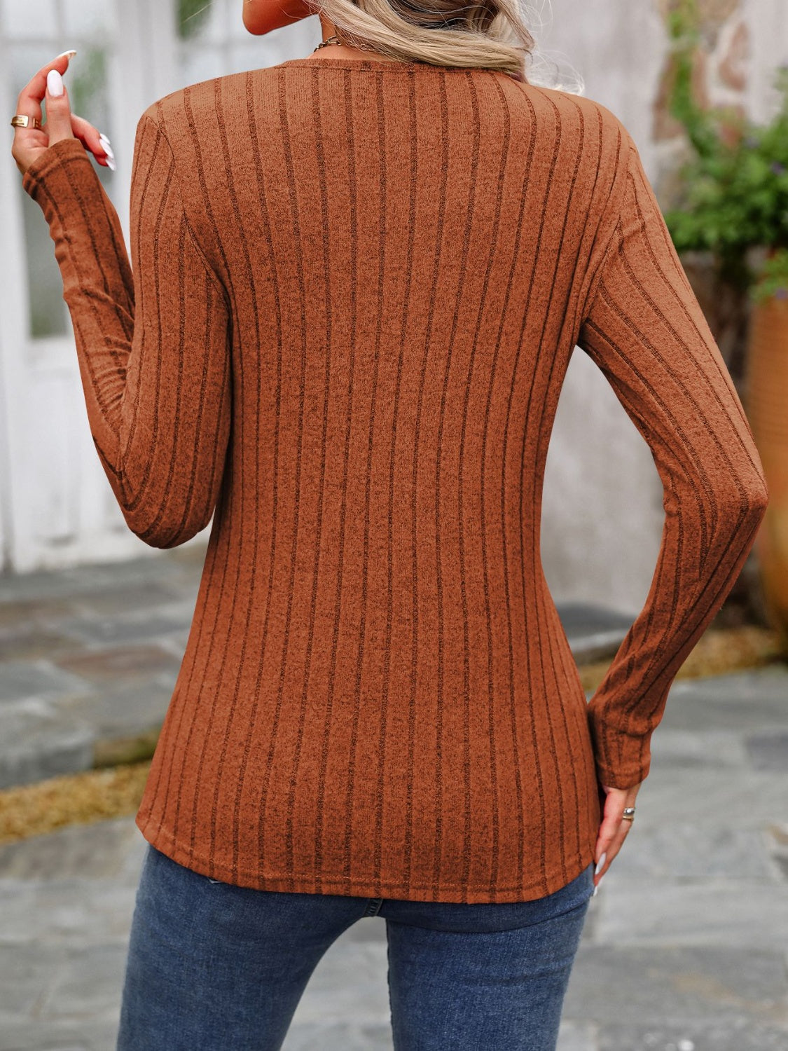 Decorative Button Long Sleeve Top in 8 Colors