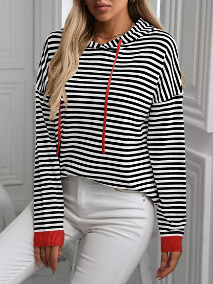 Striped Hooded Knit Top in 6 Colors