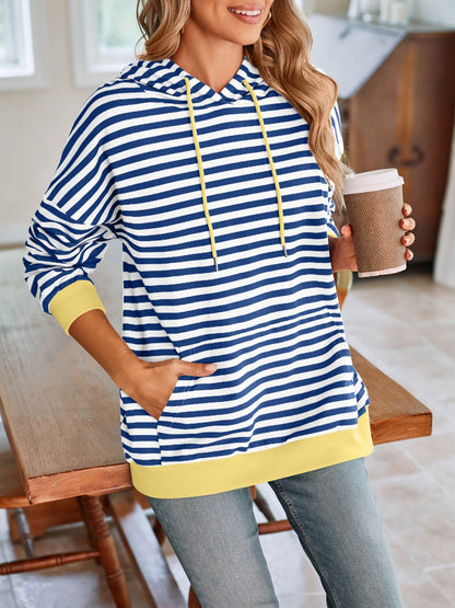 Drawstring Striped Hoodie in 6 Colors