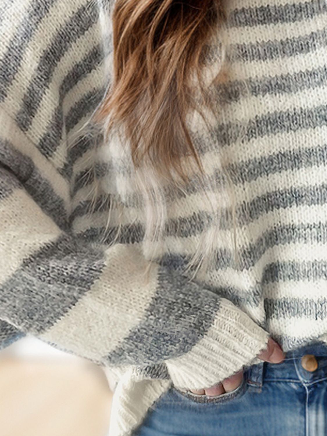 Gray Striped Sweater - Olive Ave