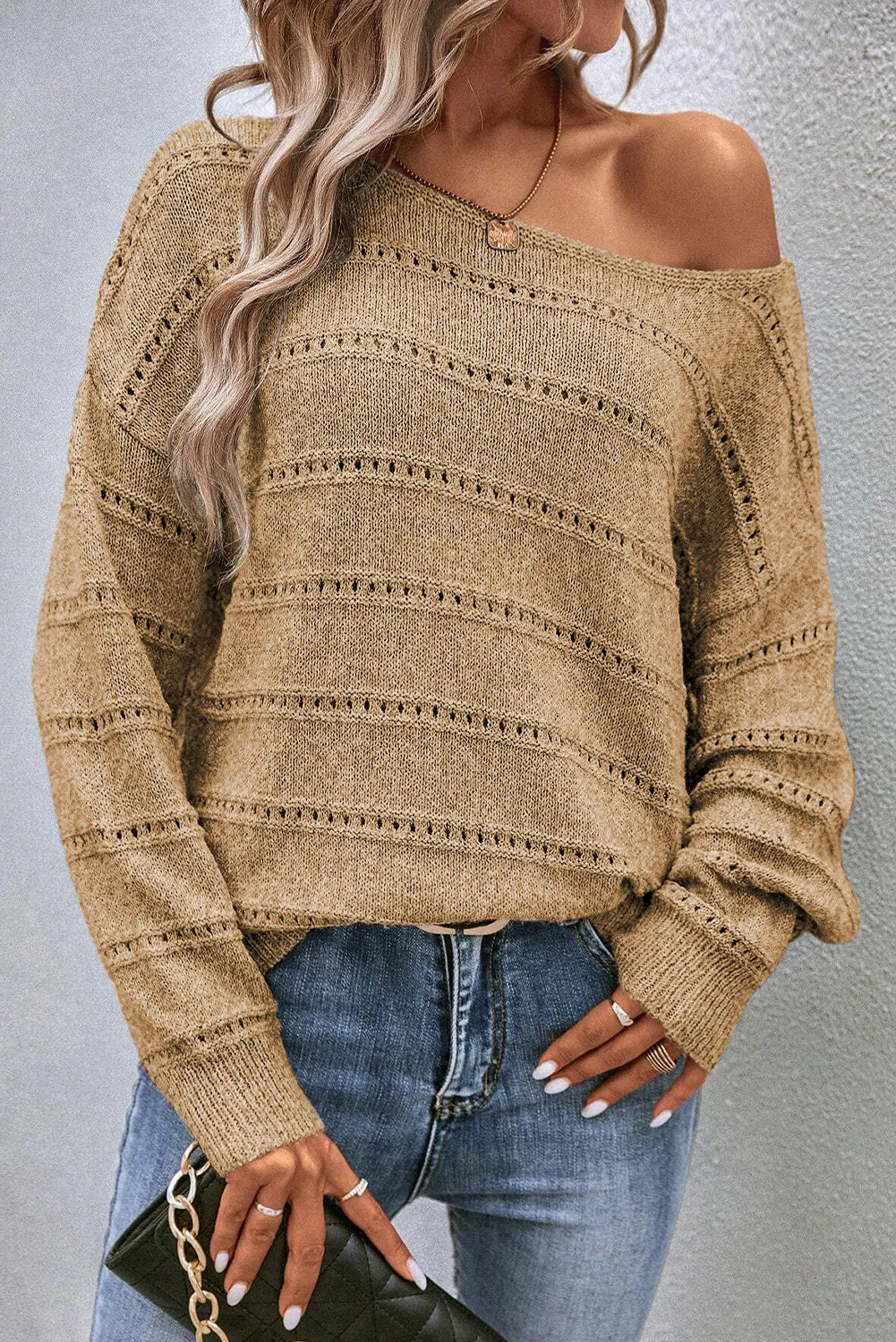 Boat Neck Dropped Shoulder Sweater in 3 Colors