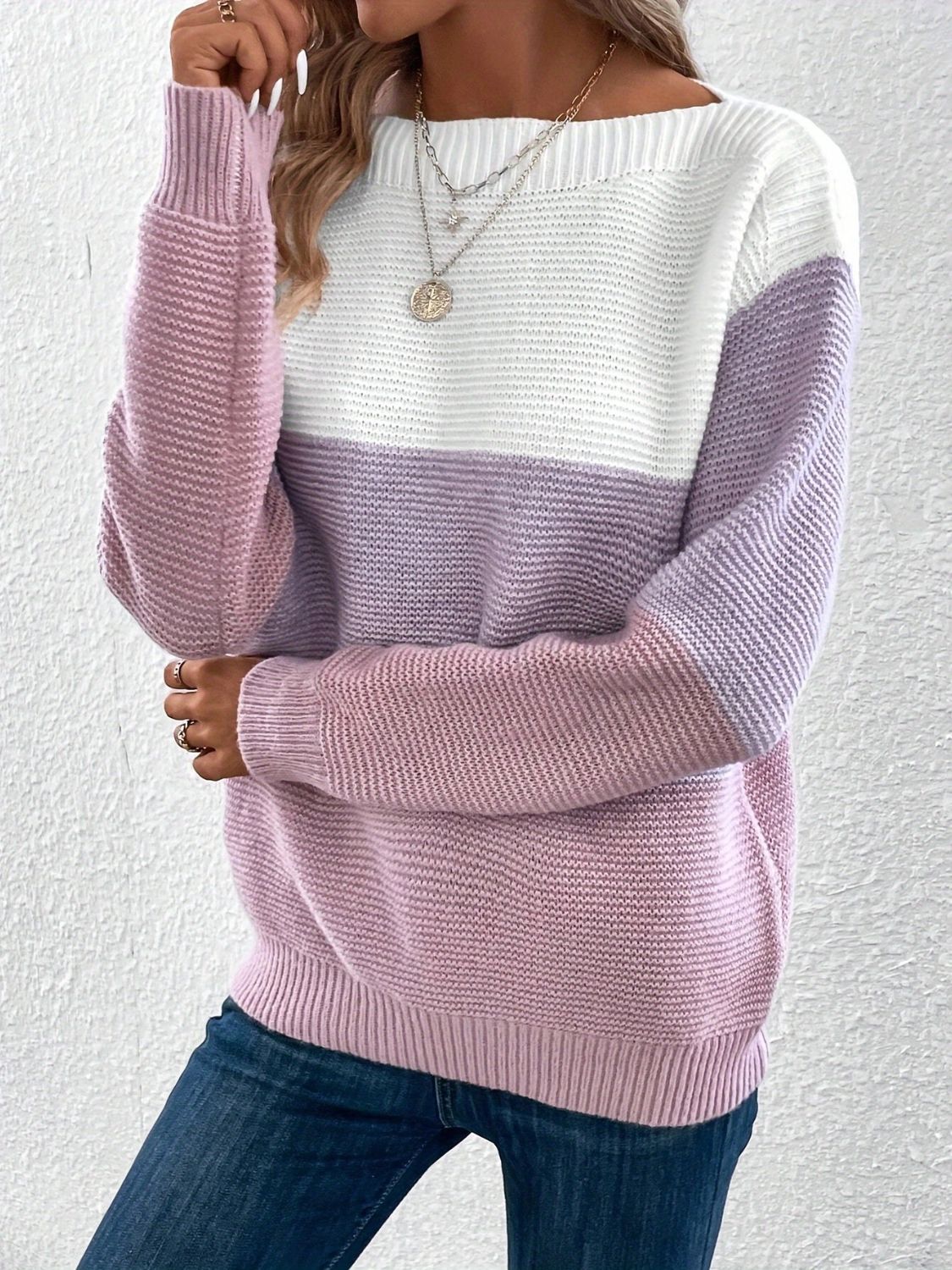 Color Block Boat Neck Sweater in 8 Colors