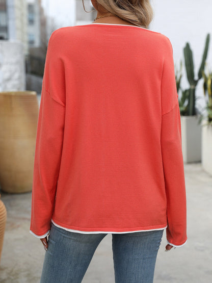 Mandy Contrast Trim Sweater in 3 Colors