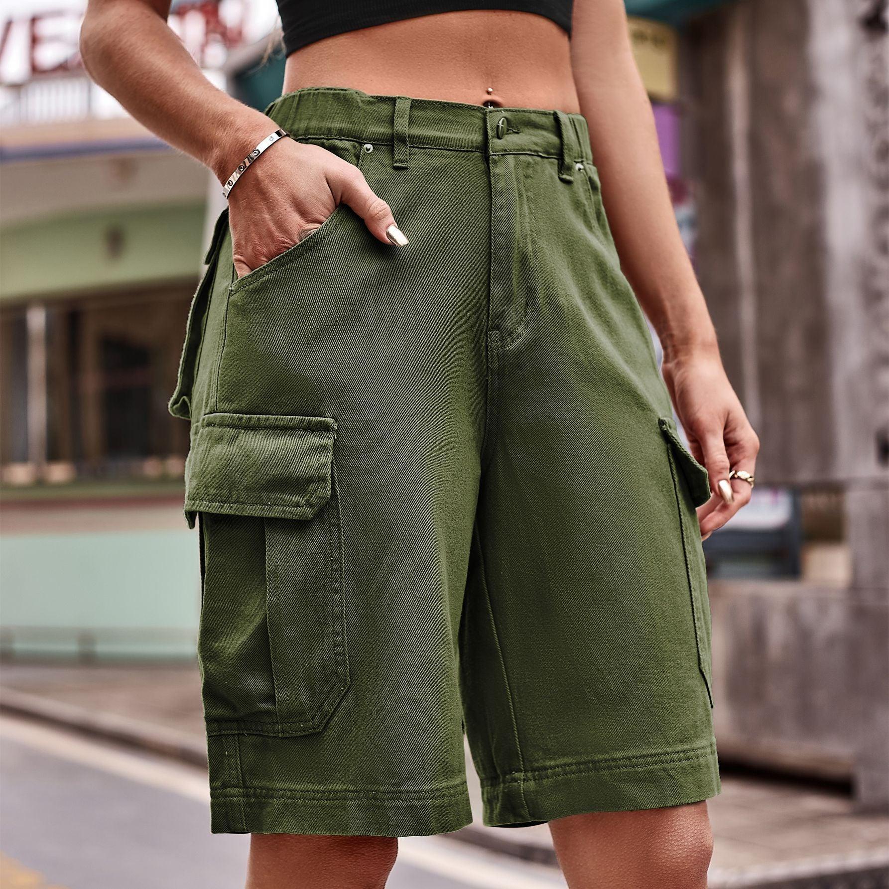 Denim Cargo Bermuda Shorts - Olive Ave