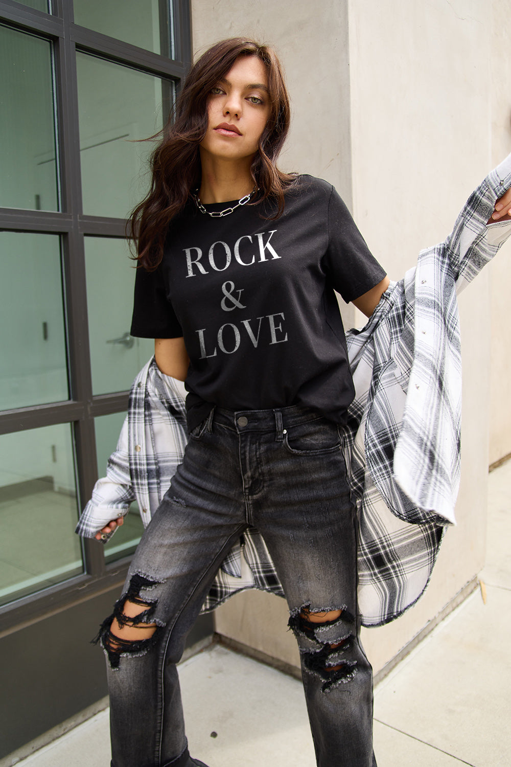 Full Size ROCK ＆ LOVE T-Shirt in 3 Colors