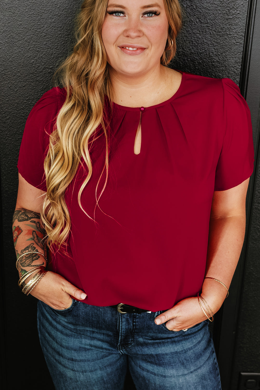 Plus Size Ruched Blouse in 2 Colors