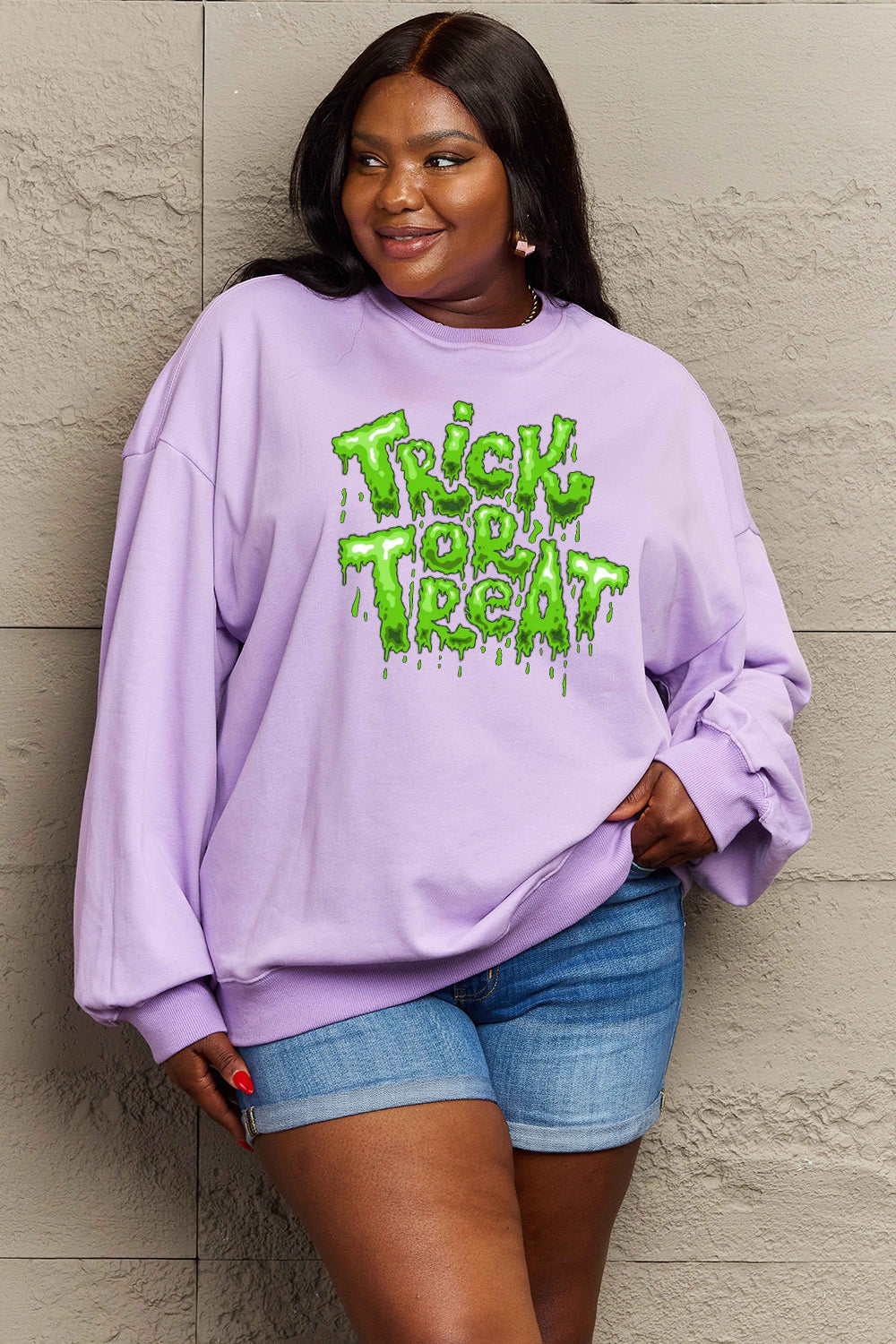 Full Size TRICK OR TREAT Graphic Sweatshirt in 6 Colors