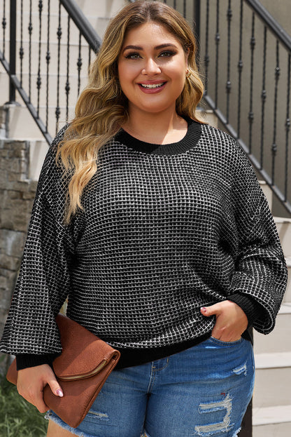 Plus Size Waffle-Knit Sweater in 5 Colors