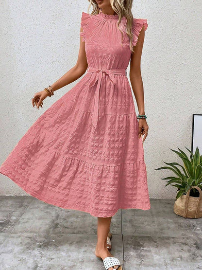 Tied Ruffled Midi Dress in 7 Colors