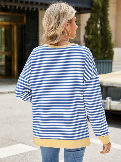 Slit Striped Sweatshirt in 8 Colors