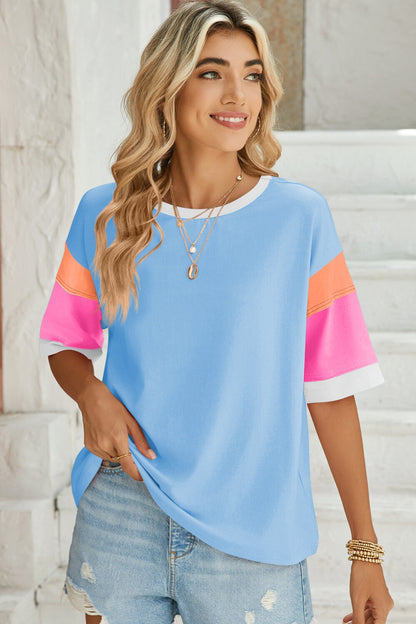 Color Block Half Sleeve T-Shirt in 4 Colors