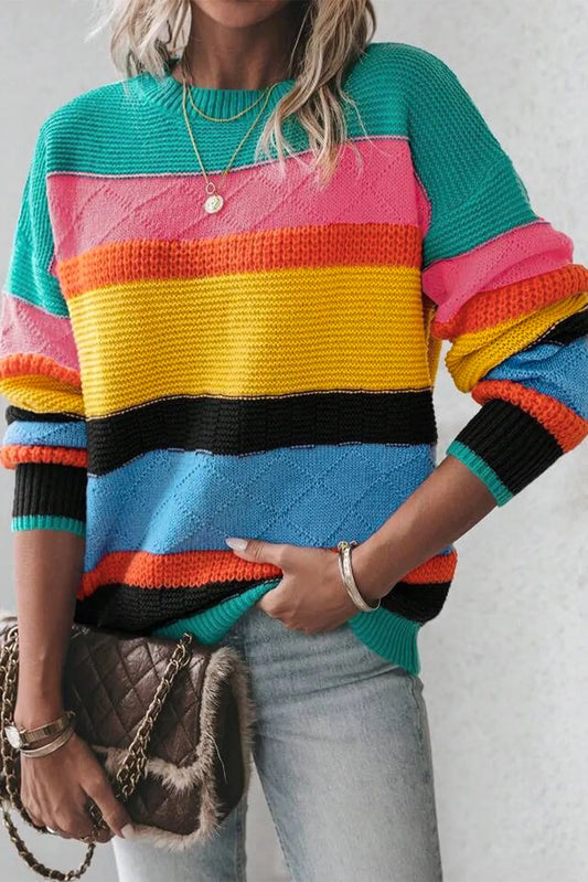 Contrast Striped Sweater in 2 Colors