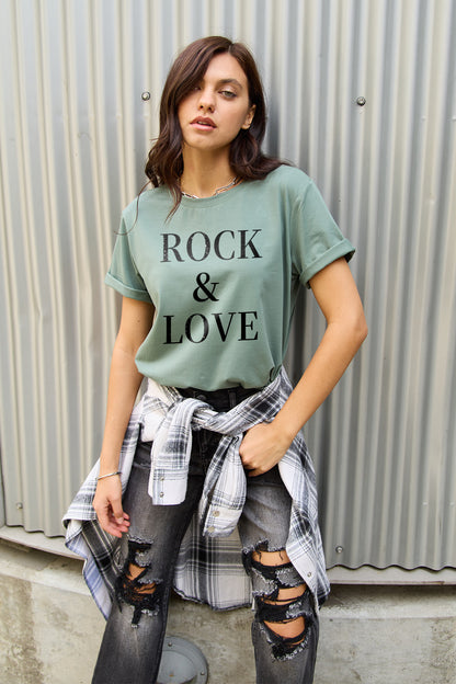 Full Size ROCK ＆ LOVE T-Shirt in 3 Colors