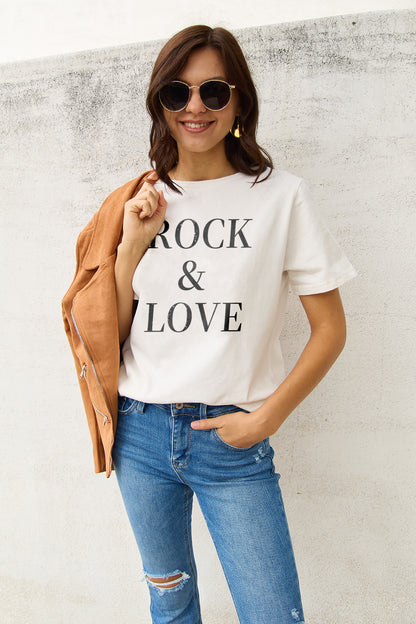 Full Size ROCK ＆ LOVE T-Shirt in 3 Colors