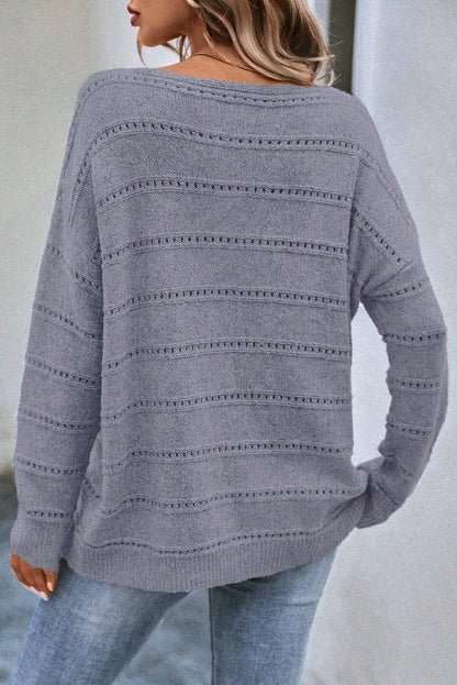 Boat Neck Dropped Shoulder Sweater in 3 Colors