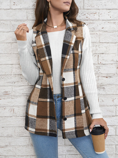 Plaid Vest Coat in 2 Colors