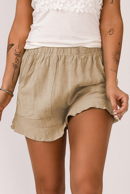 Elastic Waist Pocketed Shorts - Olive Ave