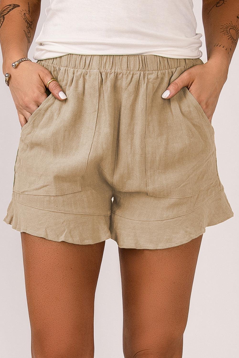 Elastic Waist Pocketed Shorts - Olive Ave