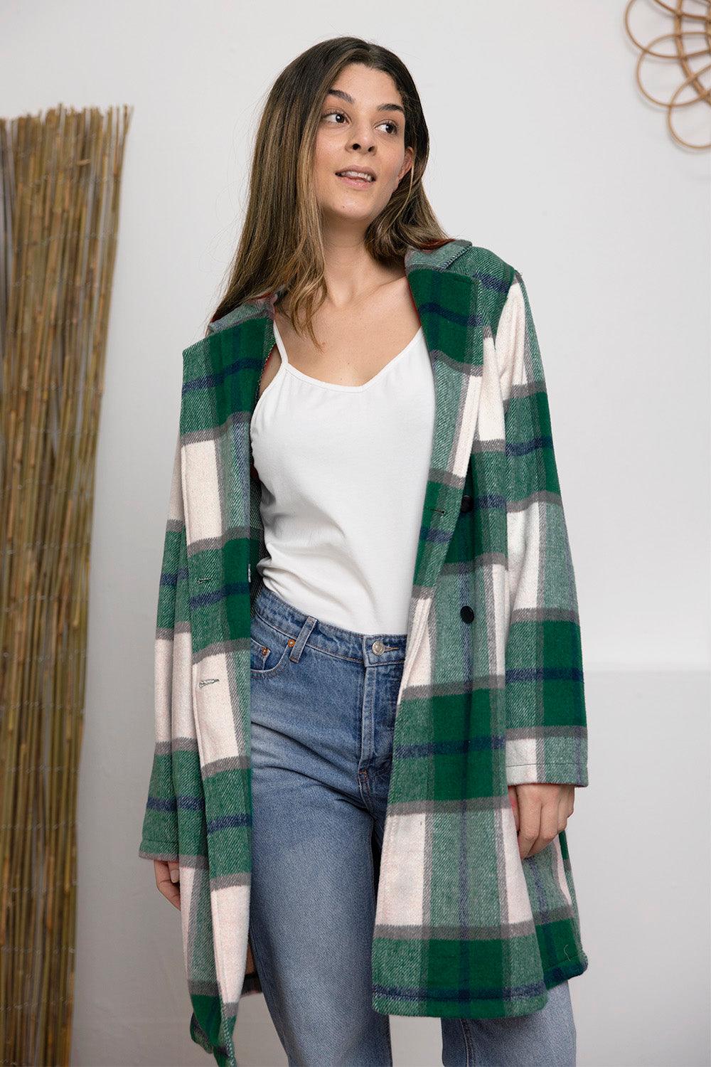 Emerson Full Size Plaid Button Up Coat in 8 Colors - Olive Ave