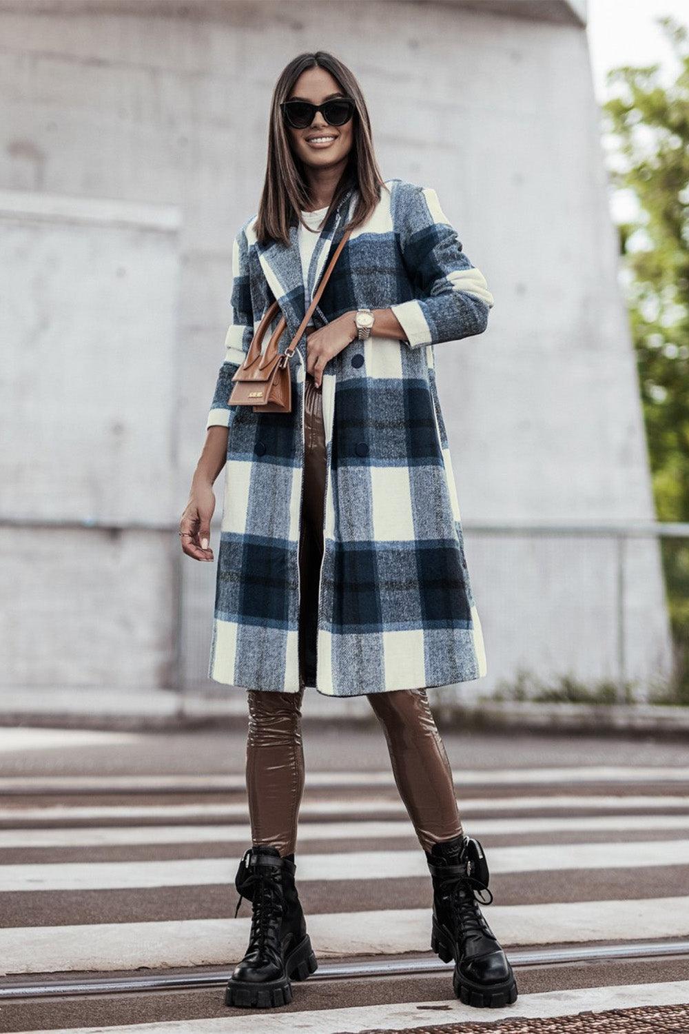 Emerson Full Size Plaid Button Up Coat in 8 Colors - Olive Ave