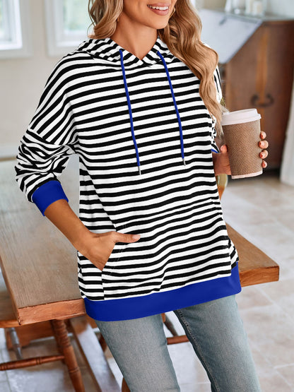 Drawstring Striped Hoodie in 6 Colors