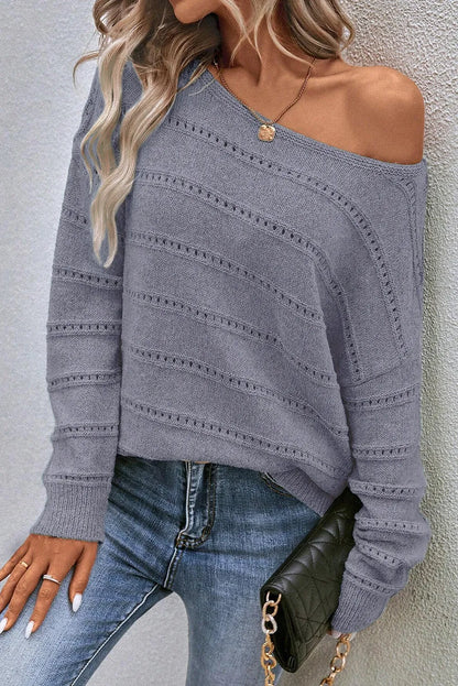 Boat Neck Dropped Shoulder Sweater in 3 Colors