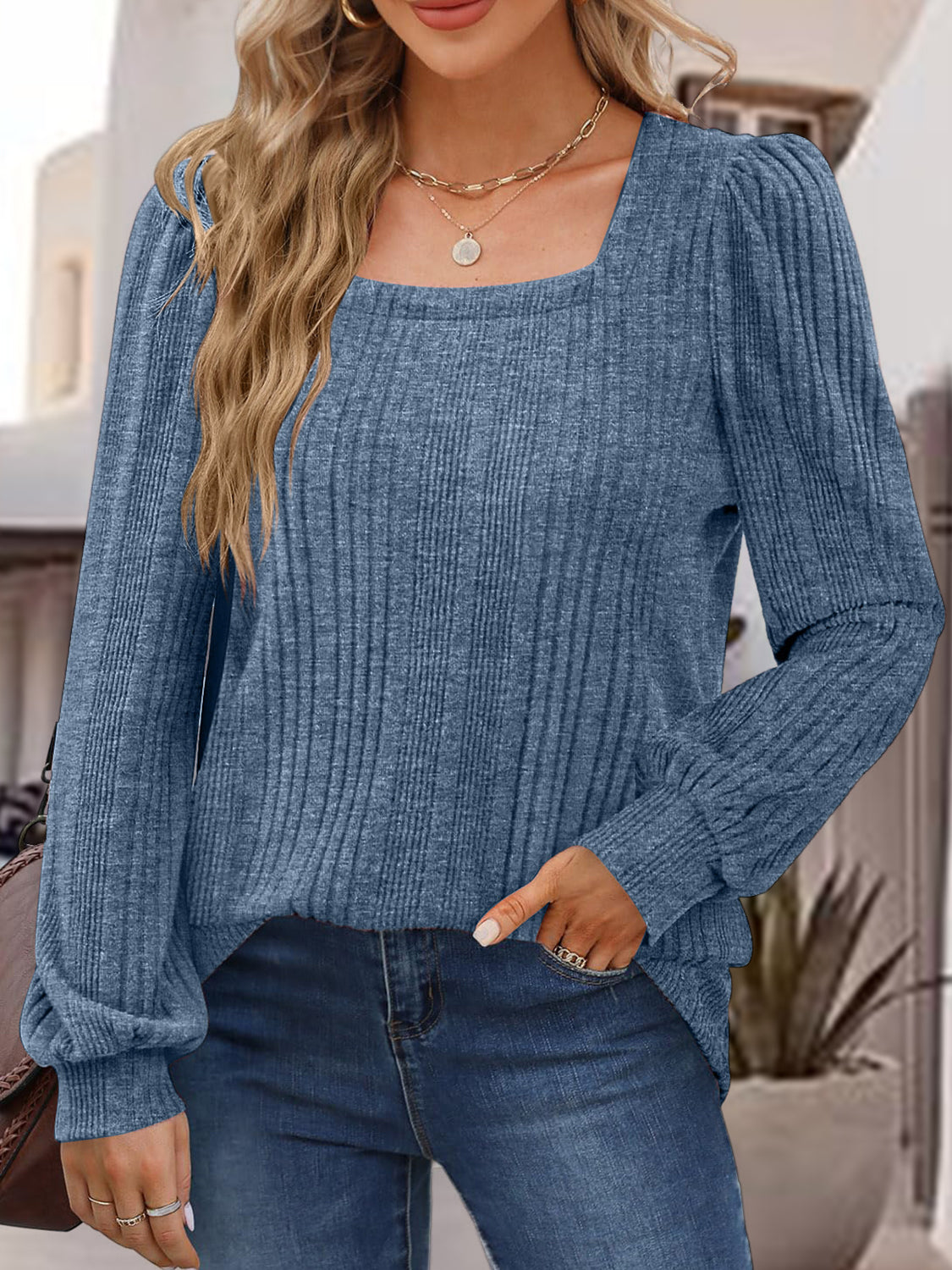 Ribbed Square Neck Top in 6 Colors