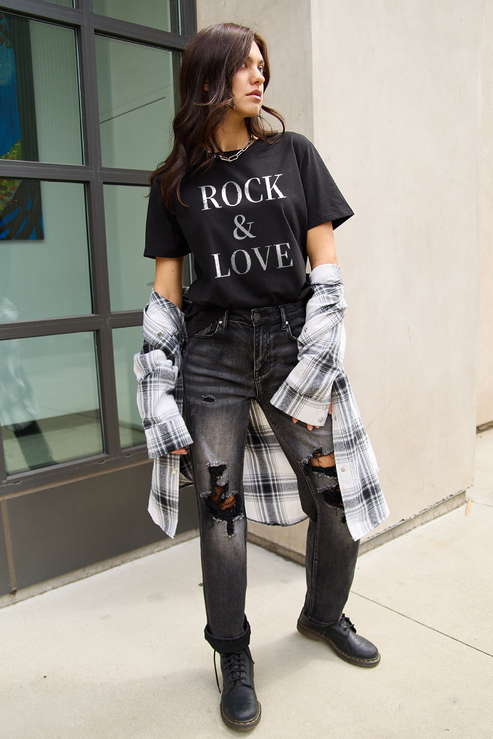 Full Size ROCK ＆ LOVE T-Shirt in 3 Colors