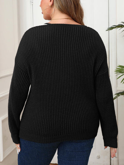 Plus Size Contrast Trim Sweater in 3 Colors