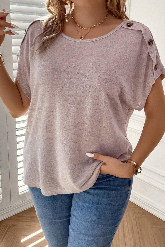 Plus Size Decorative Button Top - Olive Ave