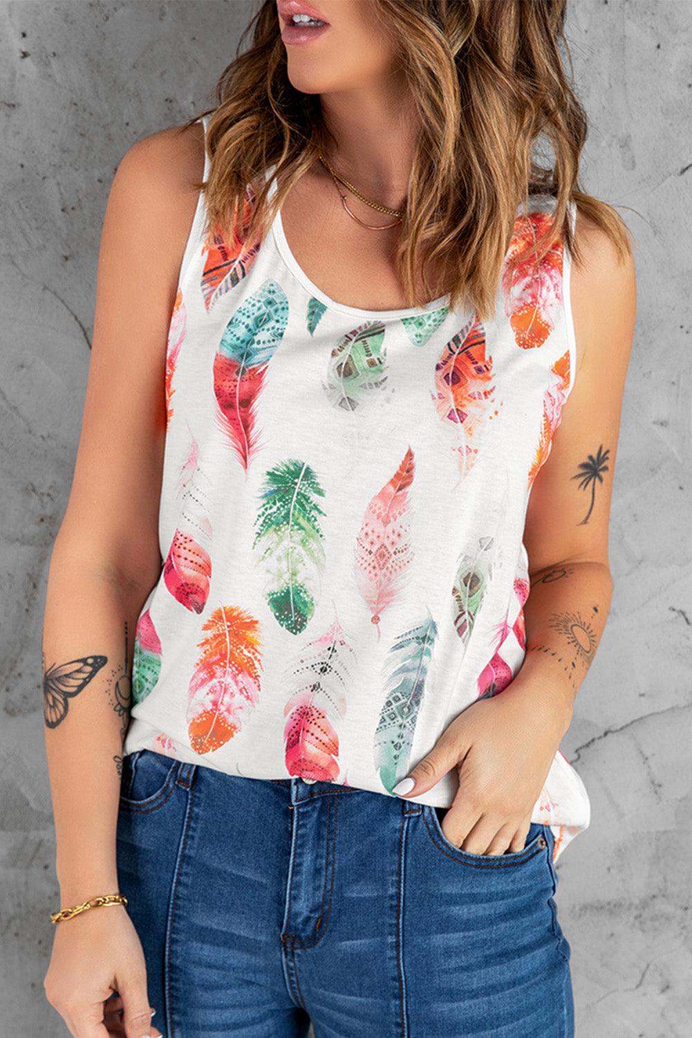 Feather Print Tank - Olive Ave