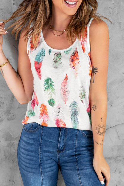 Feather Print Tank - Olive Ave