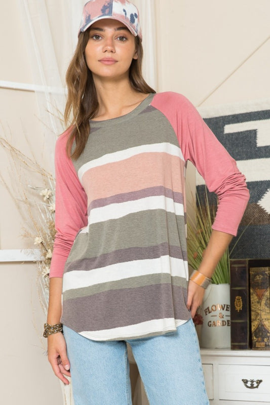 Full Size Striped Long Sleeve T-Shirt