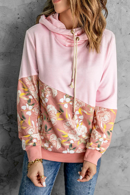 Floral Color Block Hoodie - Olive Ave