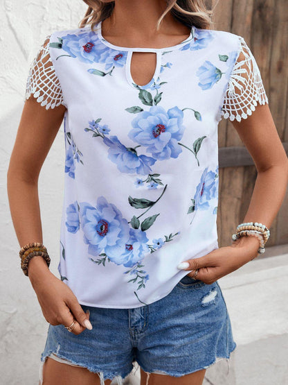 Floral Cutout Blouse - Olive Ave