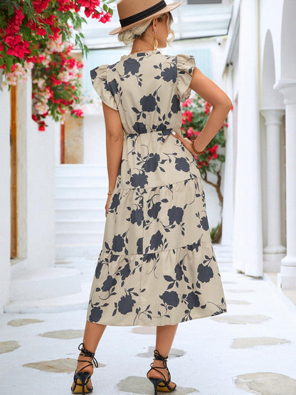 Floral V-Neck Midi Dress - Olive Ave