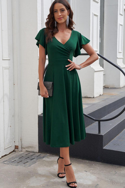 Flutter Sleeve Midi Dress - Olive Ave