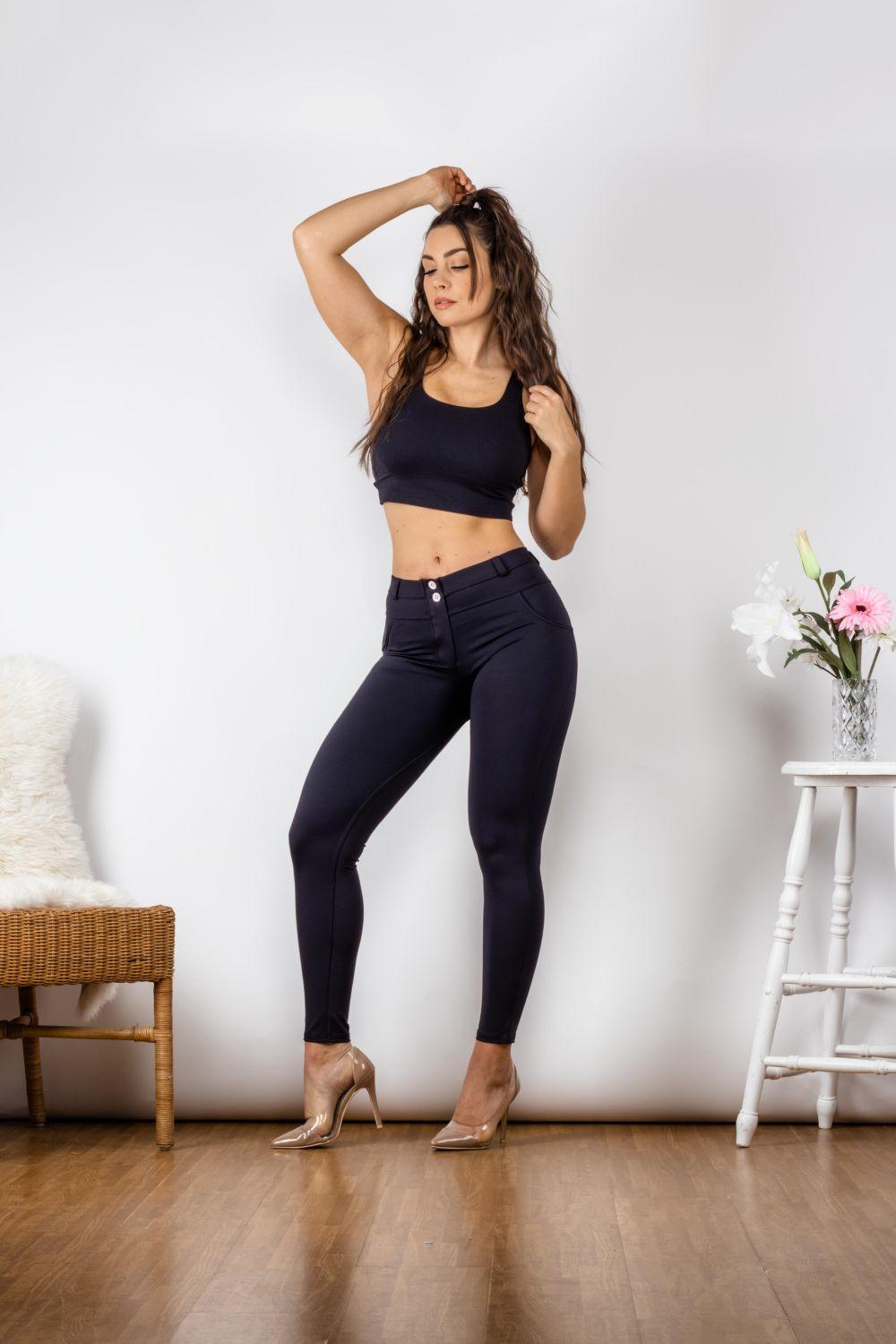 Full Size Buttoned Leggings in Navy - Olive Ave