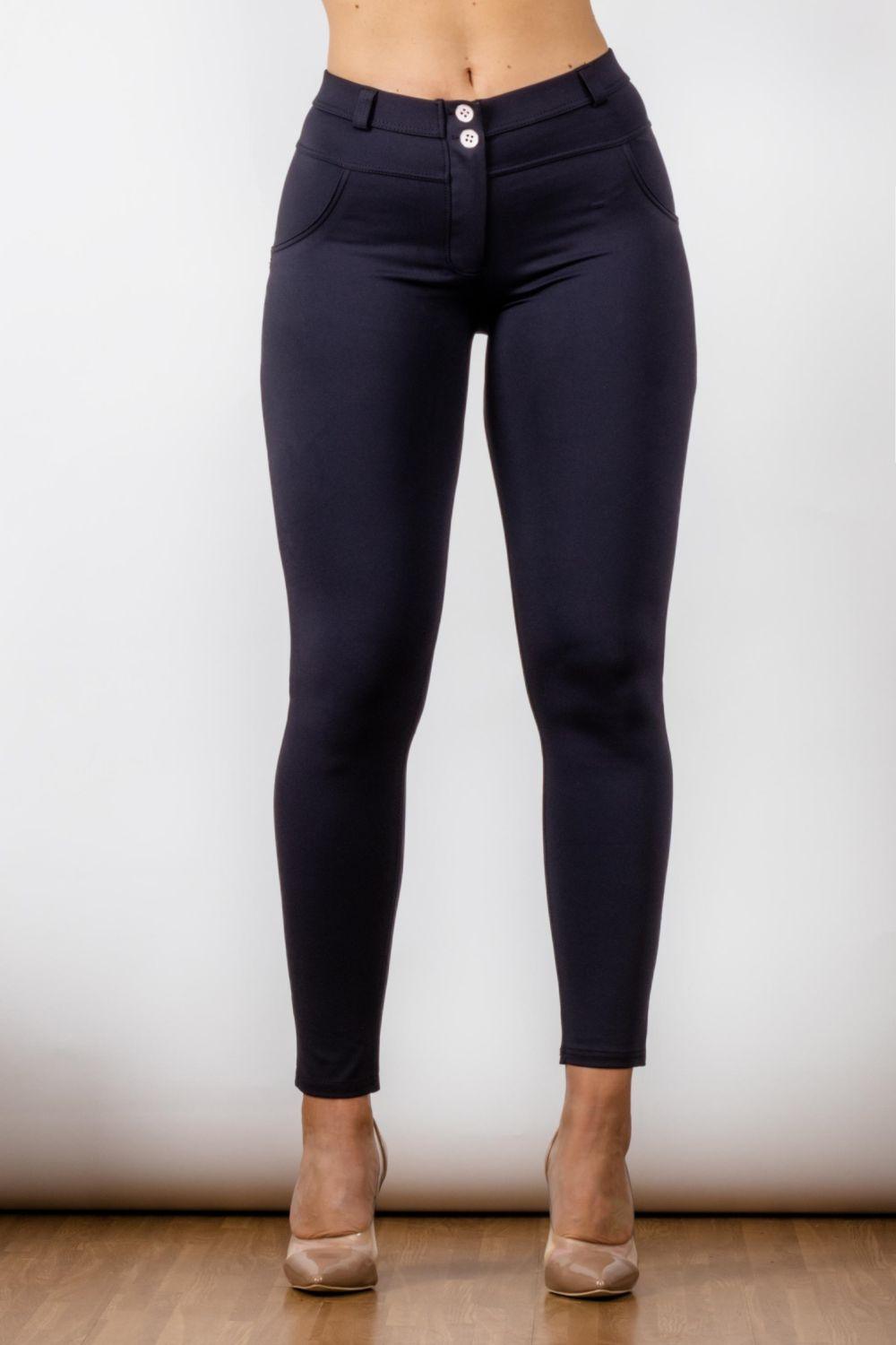 Full Size Buttoned Leggings in Navy - Olive Ave