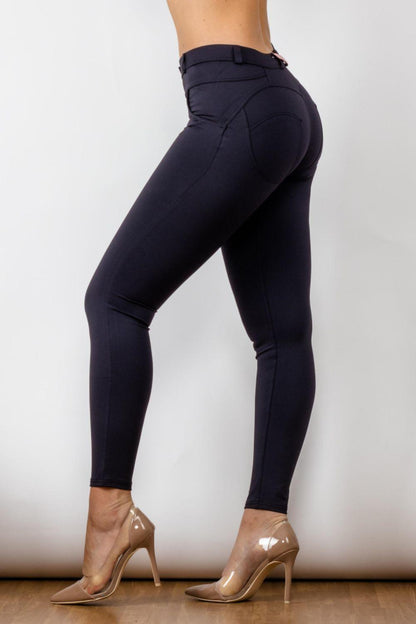 Full Size Buttoned Leggings in Navy - Olive Ave