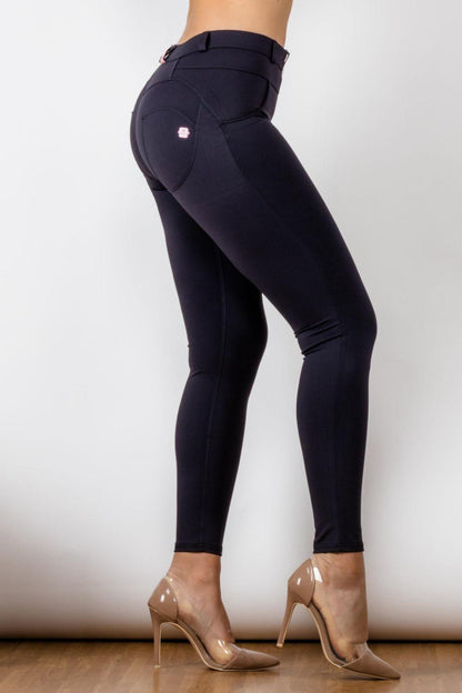 Full Size Buttoned Leggings in Navy - Olive Ave