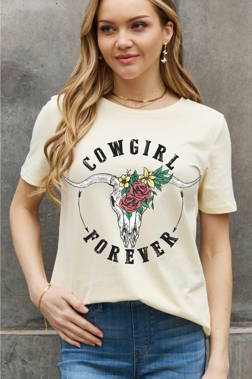 Full Size COWGIRL FOREVER Graphic Tee - Olive Ave