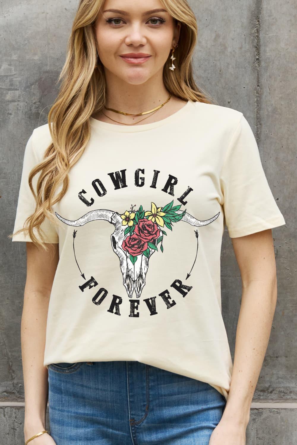 Full Size COWGIRL FOREVER Graphic Tee - Olive Ave