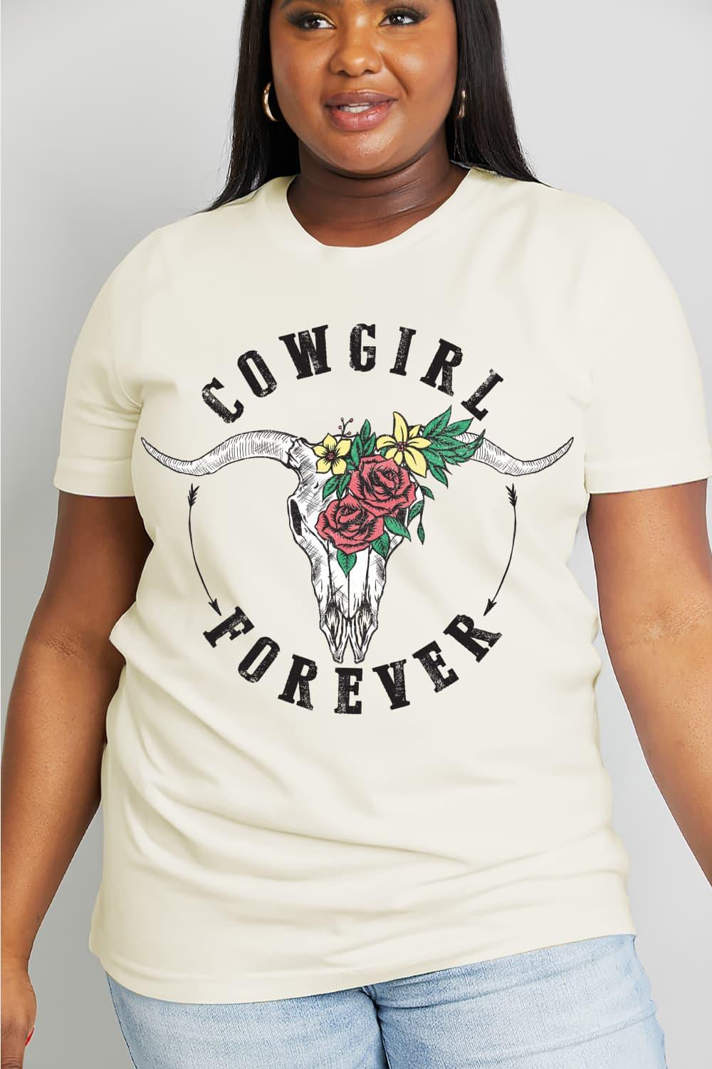 Full Size COWGIRL FOREVER Graphic Tee - Olive Ave