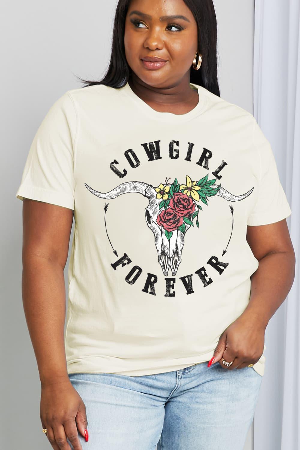 Full Size COWGIRL FOREVER Graphic Tee - Olive Ave