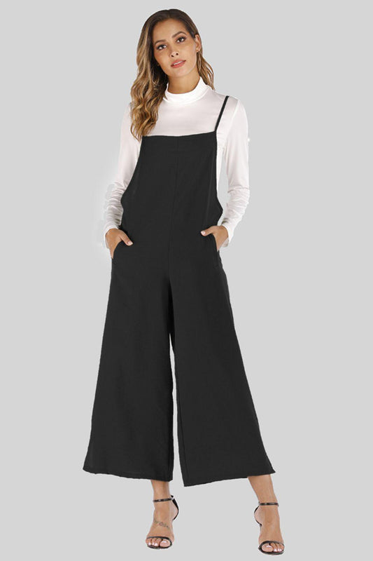 Full Size Cropped Wide Leg Overalls - Olive Ave