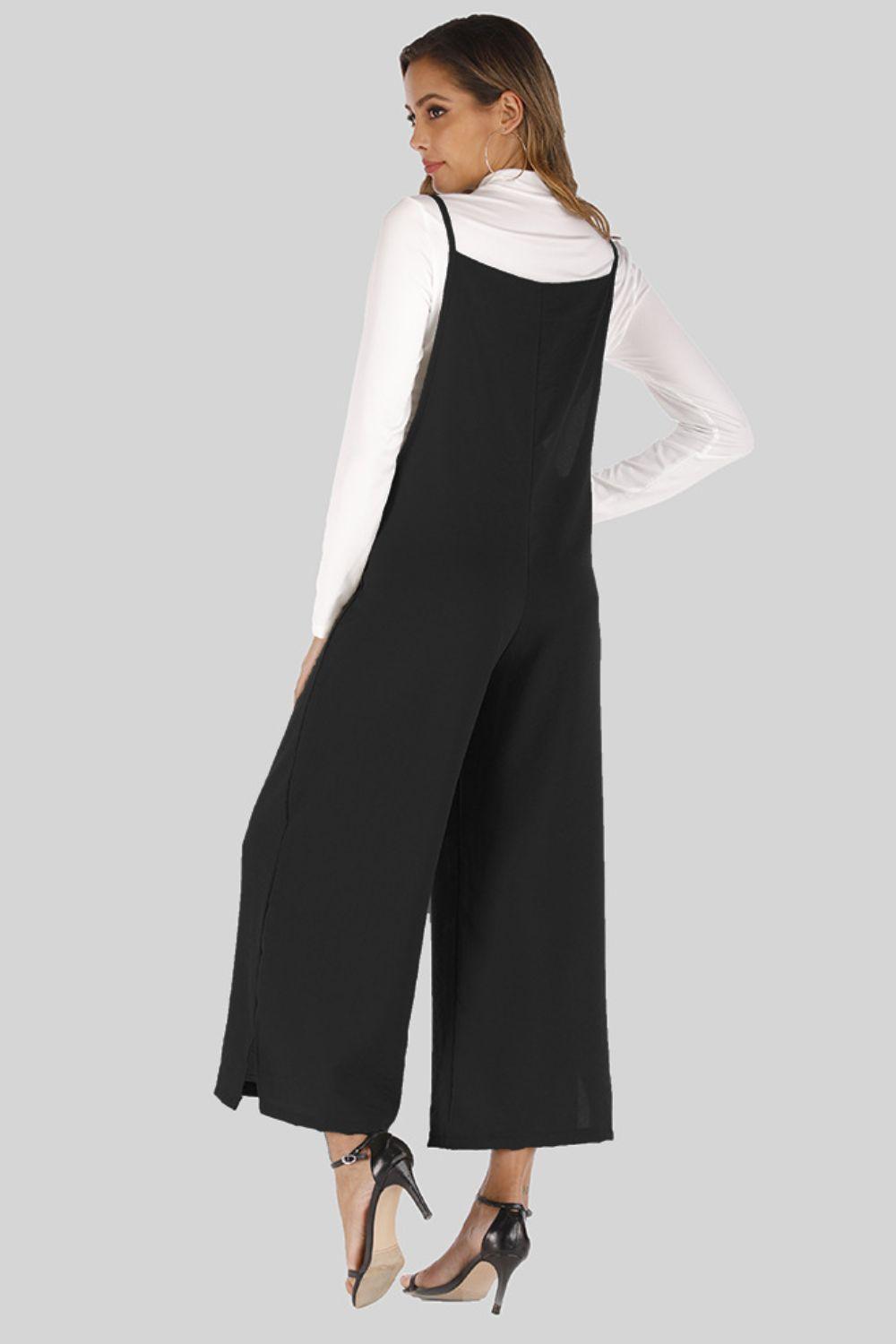 Full Size Cropped Wide Leg Overalls - Olive Ave