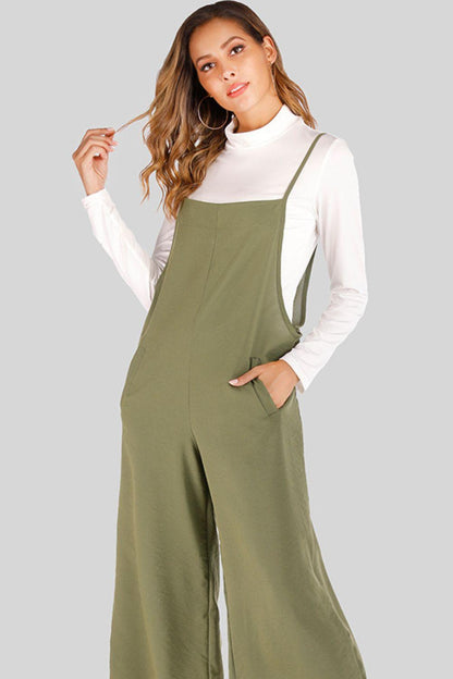 Full Size Cropped Wide Leg Overalls - Olive Ave