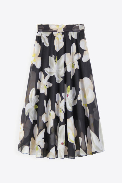 Full Size Floral Tie-Waist Skirt - Olive Ave